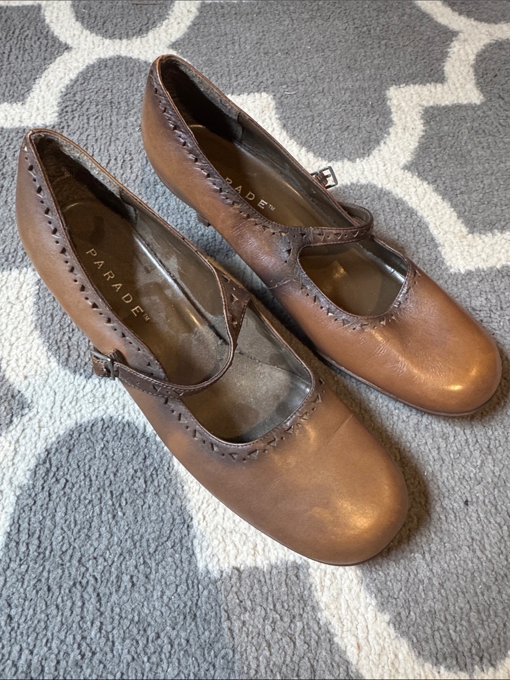 Parade Brown Leather Pump Heels With Buckle Strap, Size 10